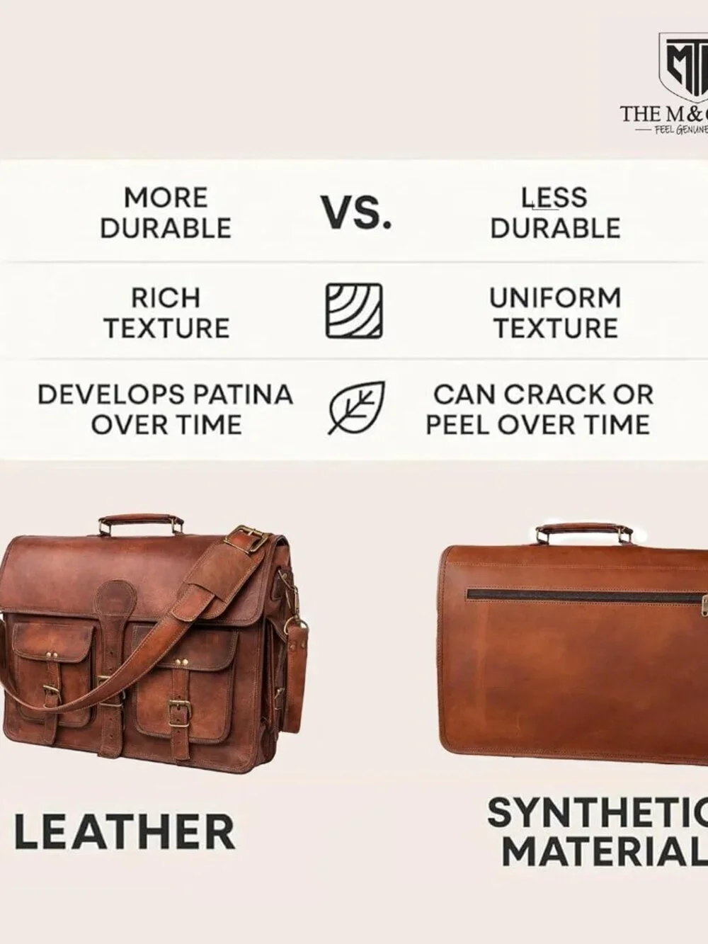 Men's Brown Genuine Leather Vintage Adjustable Strap Stylish Messenger Hand Bag